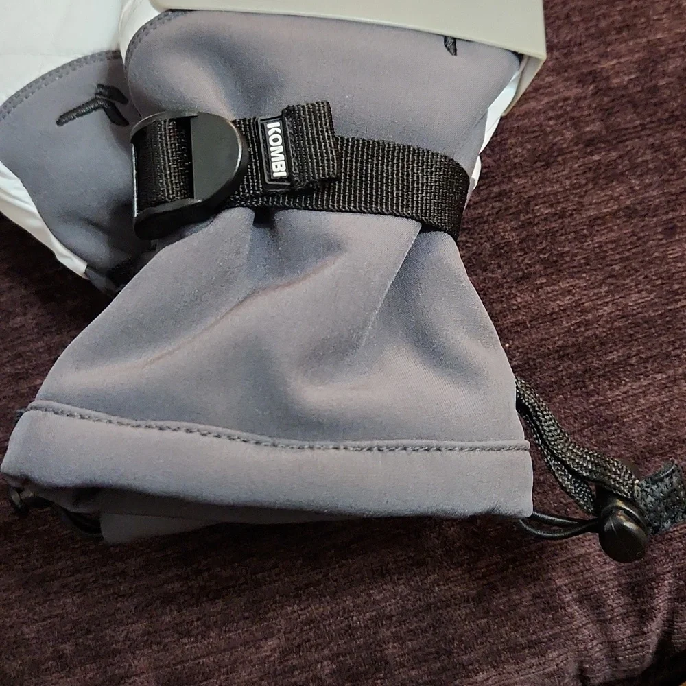 Kombi Women's White and Gray Ski Gloves - Picture 2 of 3
